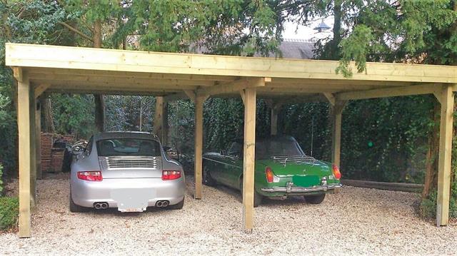 carport van hout voor 2 auto's 750 x 600 x h300 
