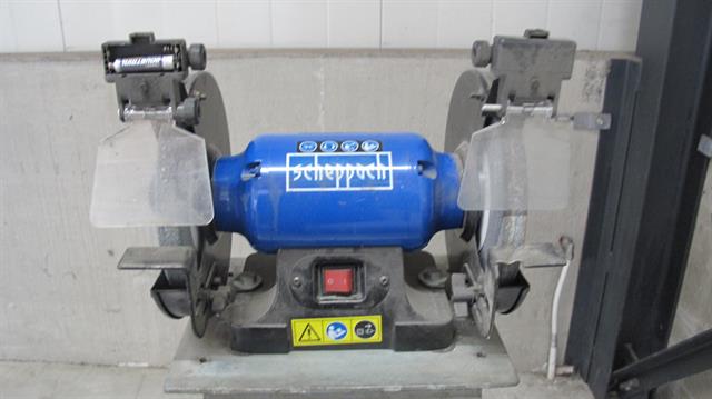 Werkplaats toebehoren dubbele slijpsteen op voet Scheppach