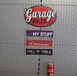 wandbord van metaal Garage Rules / 3 stuks