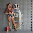 wandbord van metaal Pin-Up Gasstation / 3 stuks